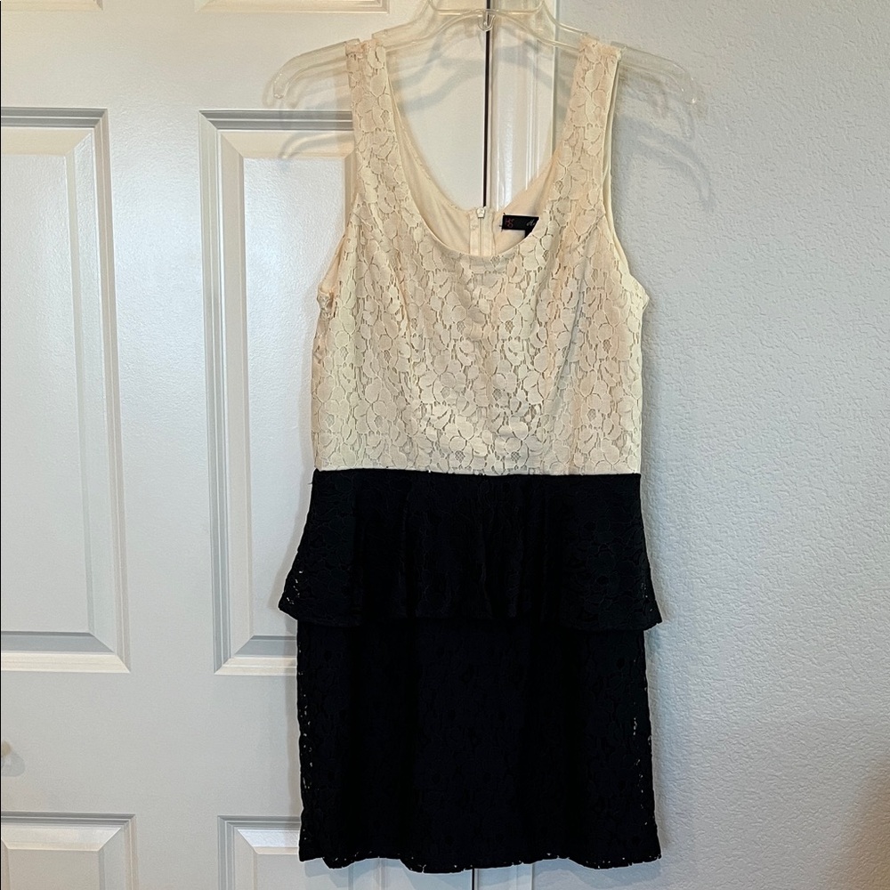 Heart Soul Black and Cream Lace Mini Dress